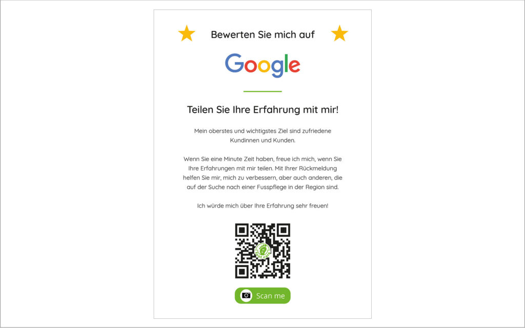 Referenz Flyer Google Bewertungen - Belinda Walker