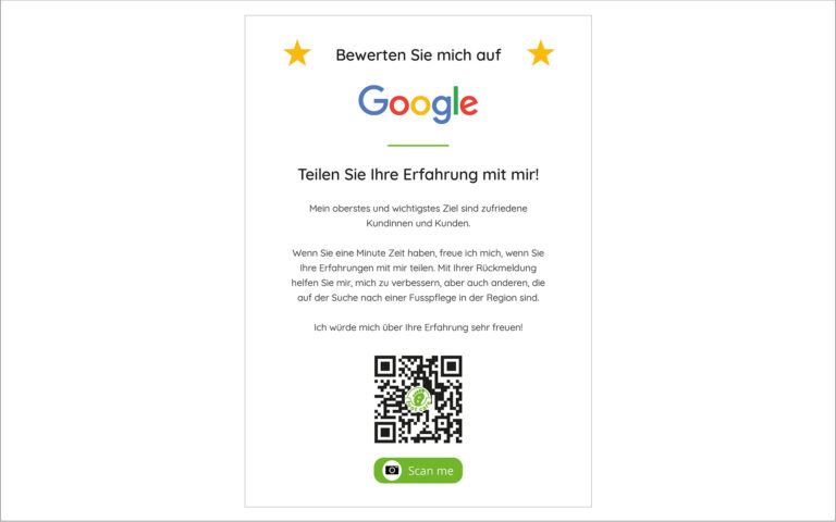 Referenz Flyer Google Bewertungen - Belinda Walker