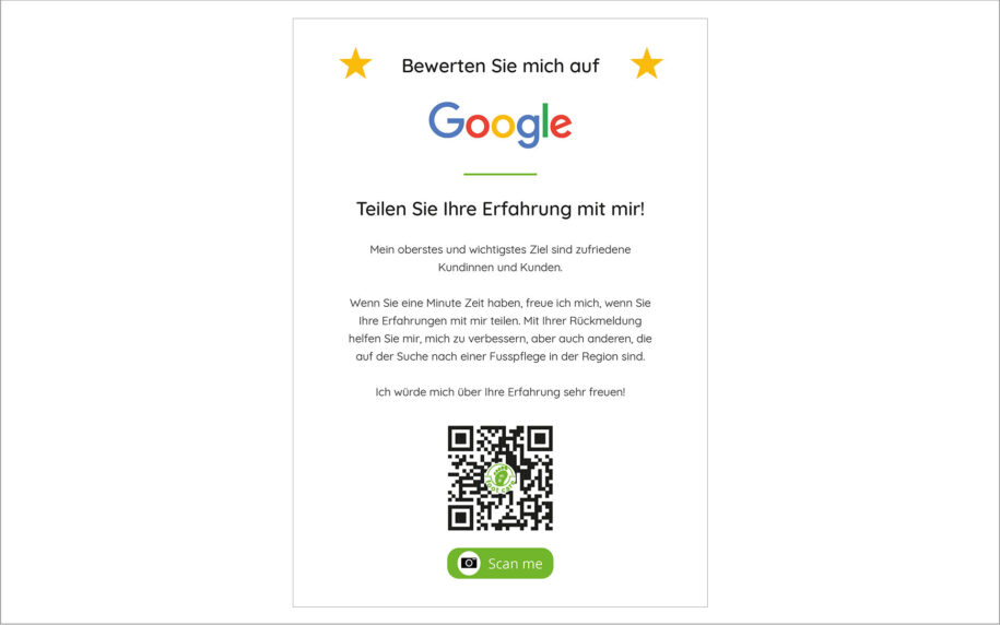 Referenz Flyer Google Bewertungen - Belinda Walker