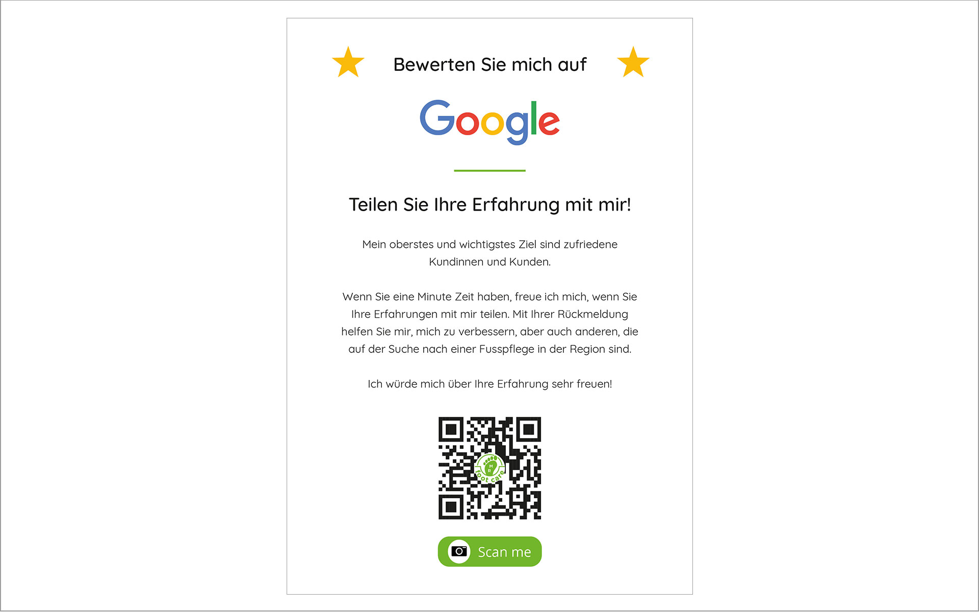 Referenz Flyer Google Bewertungen - Belinda Walker