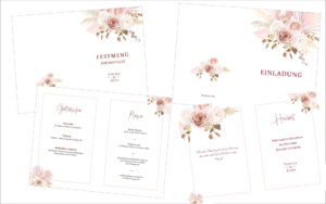 Einladung und Menükarte Hochzeit - Design Belinda Walker